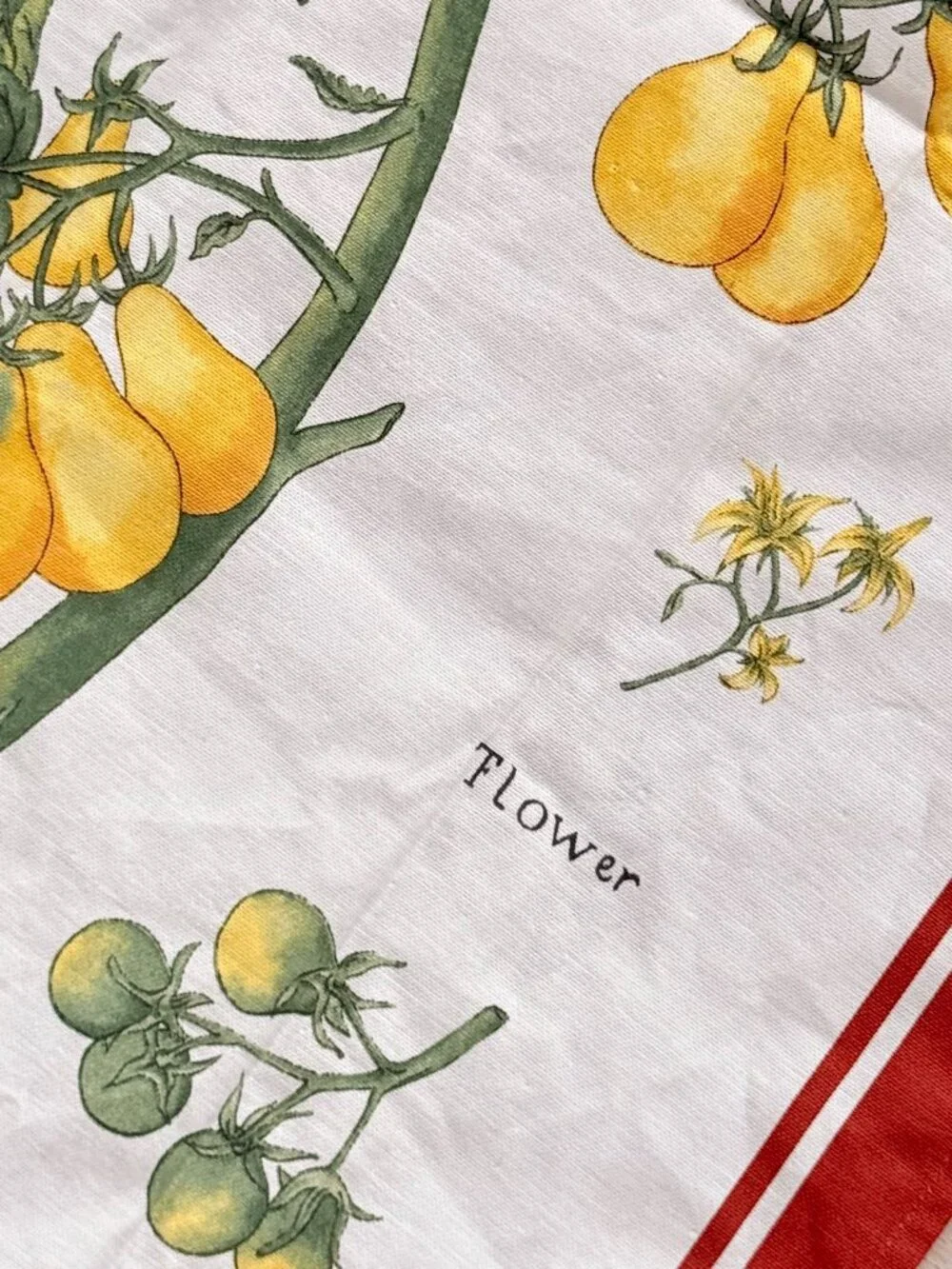 Linen Cotton Tea Towel Botanical Yellow Tomato Made in Italy Vintage Print